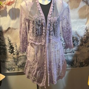 Lavender Floral Lace Robe
